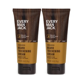 Every Man Jack Beard Thickening Cream - Strengthens, Thickens, Nourishes Beard - Light Sandalwood Scent - Made with Naturally Derived Ingredients like Biotin, Vitamin B6, Soy Protein - 2.8oz - 2 Pack