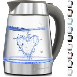Zulay Kitchen Fast Boiling Electric Water Kettle - 1.7L, 1500W, Auto Shut-Off for Overboil & Boil Dry Protection, Cool-Touch Handle, 360° Base - Rapid Teapot Boiler For Coffee & Tea - Gray