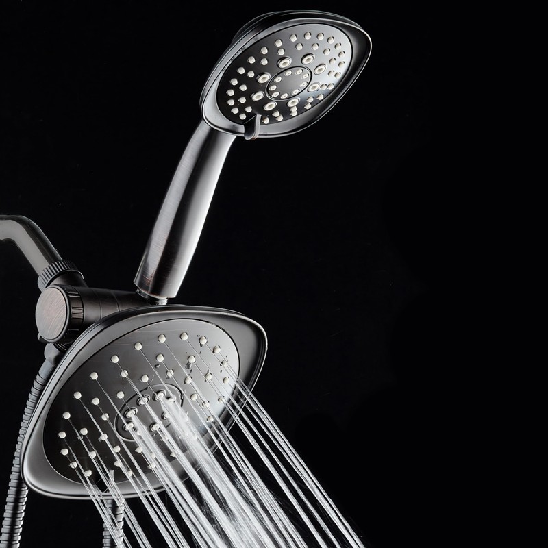 AquaDance Luxury Square High-Pressure Giant 7.3" Rain Shower Head/Handheld Spa