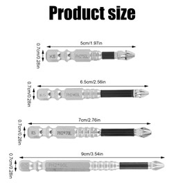 lasuroa 4pcs High Magnetic Screwdriver Drill Bit, 2025 New Upgrade Electric Screwdriver Set S2 Alloy Steel Anti Slip Strong Bits Set Suitable for Impact Drill, Length 50/65/70/90mm