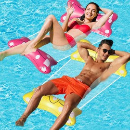 Inflatable Swimming Bed, 2 Pieces Water Hammock, Inflatable Hammock, 4-in-1 Lounge Chair Pool Air Mattress, Air Mattress Pool, Portable Swimming Mat for Adults and Children (B)