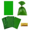 FAZHBARY 100 PCS Green Cellophane Bags Treat Bags Plastic Bags