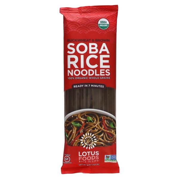 LOTUS FOODS Organic Buckwheat & Brown Soba Rice Noodles, 8 OZ