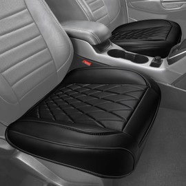 CAR PASS 2 Pack Leather Front Car Seat Covers, Bottom Seat Covers Full Wrapped with Storage Pocket, Anti-Slip Leather Seat Protectors,Waterproof Seat Cushion Pad Universal Fit Sedan SUV Truck, Black