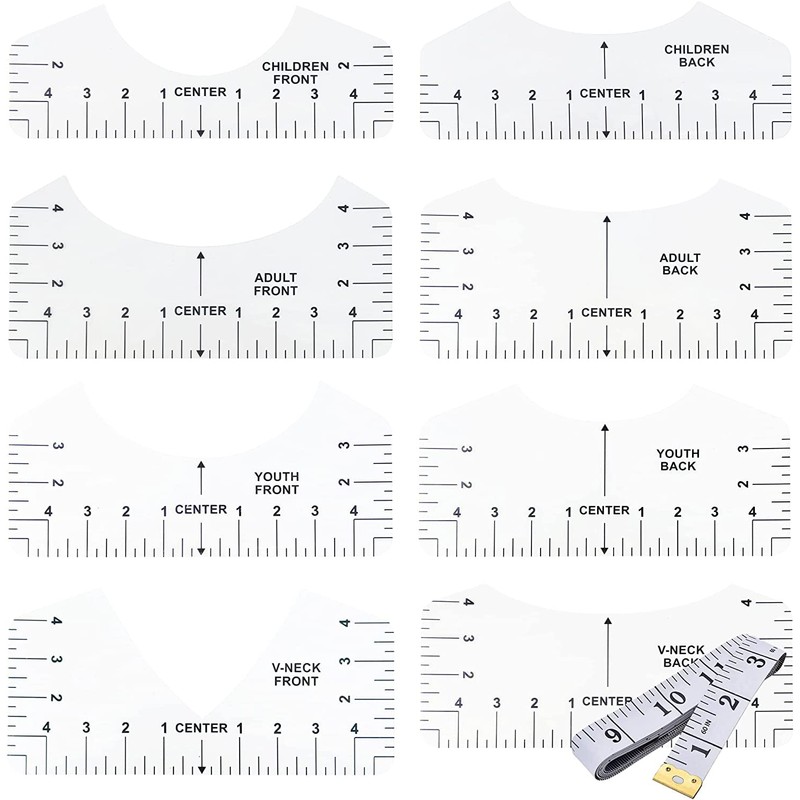 T-Shirt Ruler Guide - 8 Packs Alignment Tool for Vinyl
