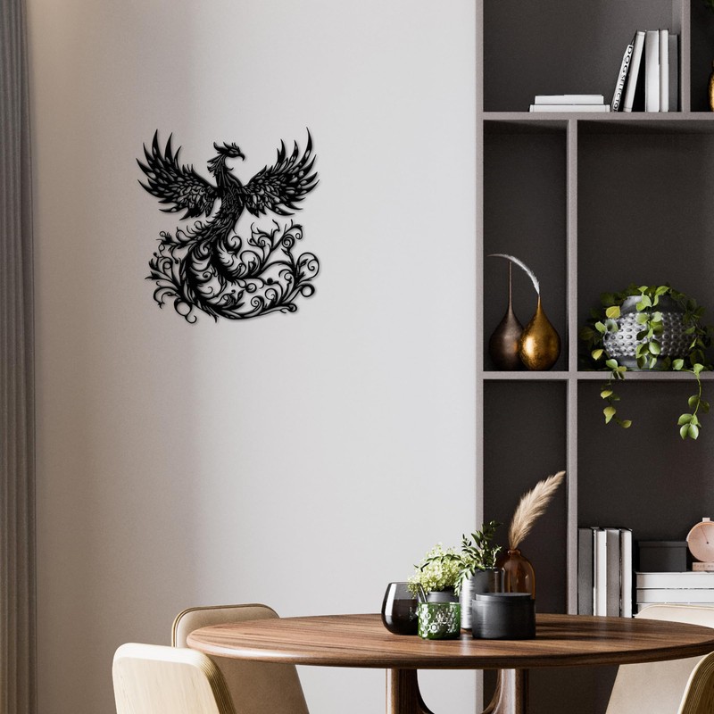 Rajukit Phoenix Wall Art, Wall Decor Metal Phoenix Rising Statue,
