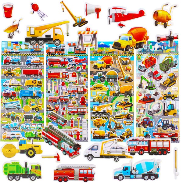 SHANGRLA Puffy Truck Stickers for Toddlers Kids Boys - Foam