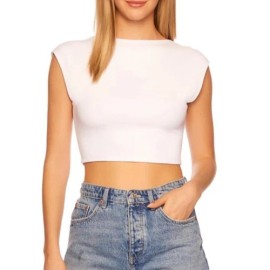 Susana Monaco Open Back Top in White NWT Size Medium