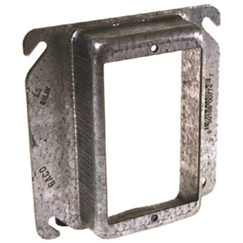 Hubbell 774 Raco Raised 1"Drawn Single Device Square Mud Ring,
