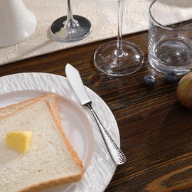 KEAWELL Premium 7" Louise Butter Knives: Set of 4, 18/10 Stainless Steel, Dishwasher Safe and Rust-Resistant (Hammered)