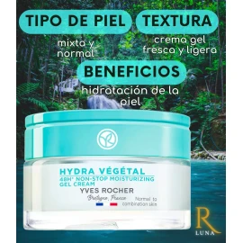 Yves Rocher Hydra Vegetral Gel Crema Non-stop 48h Hidr 50 Ml