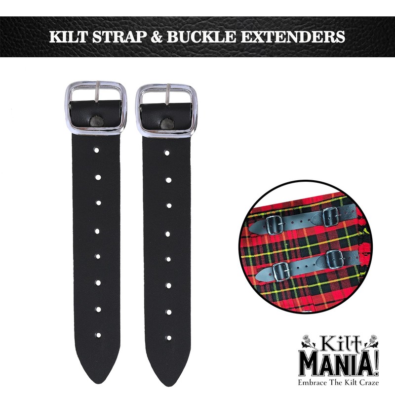 Mens Kilt Leather Straps Extender with Buckles, 1.25 Inch Wide
