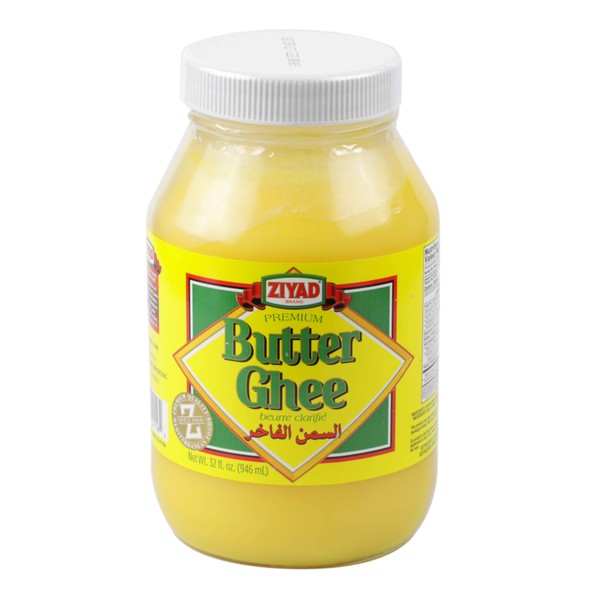 Ziyad Pure Desi Ghee Clarified Butter, Clarified Butter, Perfect High Heat Cooking, Roasted Vegetables, Sautées, Hot Drinks (Chaider) and Finishing Oil! 32 oz