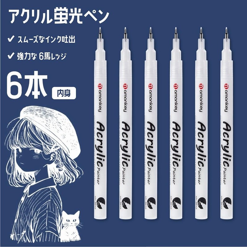 Acrylic Markers, White, 0.02 inches (0.5 mm), Extra Fine Point,