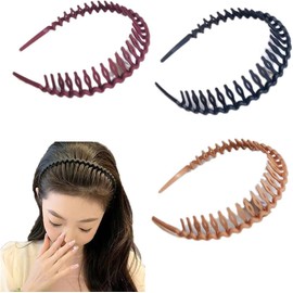 LimCryspp 3 Pieces Thick and Thin Hair Toothed Plastic Headband, Girl's Comb Shaped Anti-Slip Wavy Headband for Women