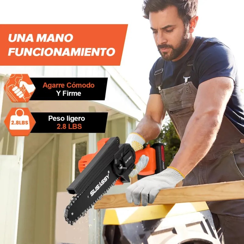 Mini Motosierra Electrica Inalambrica Mano Portatil 6 Inch Color Naranja