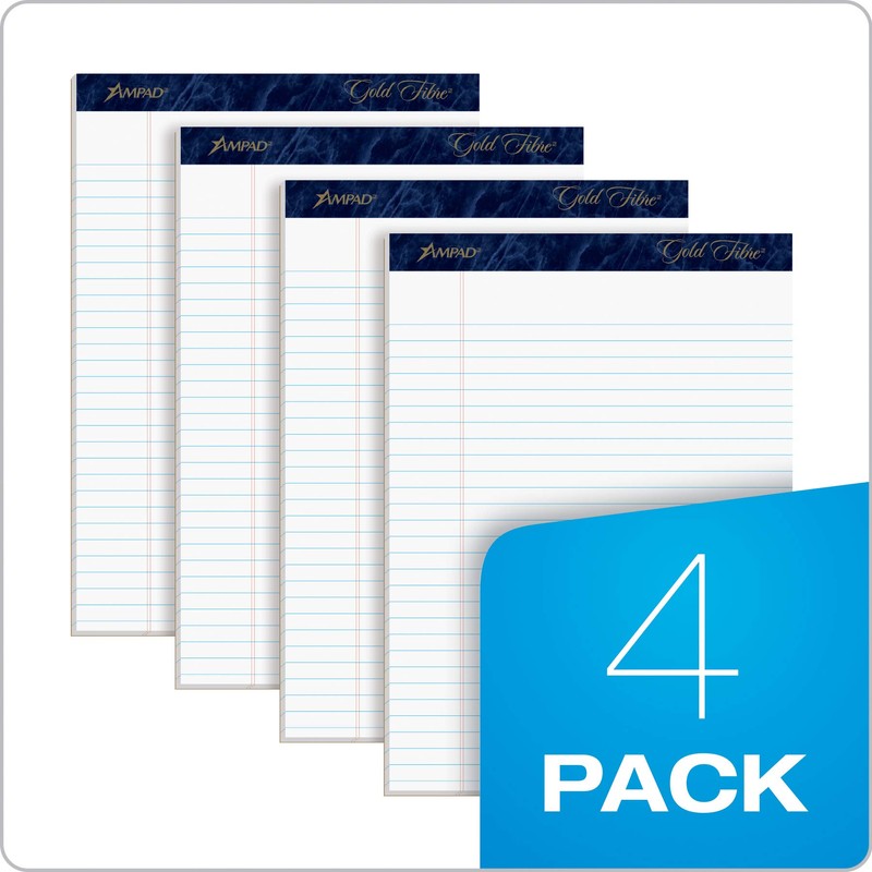 Ampad Gold Fibre Writing Pads, 8-1/2" x 11-3/4", Legal Rule,