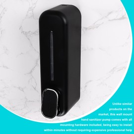 Pvczool Soap Dispenser Wall Mount, 350Ml Hand Liquid Shampoo Shower Gel Dispenser for Bathroom Kitchen Office Black