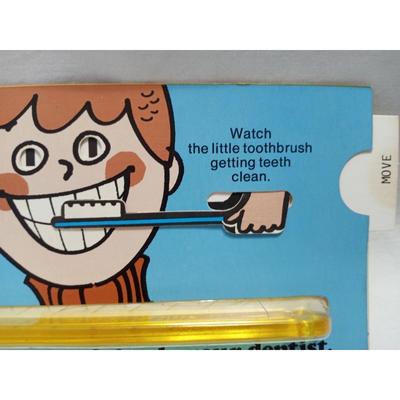 Vtg Py-co-pay Softex Jr Toothbrush 5.5" Learn-to-brush Package Movable READ