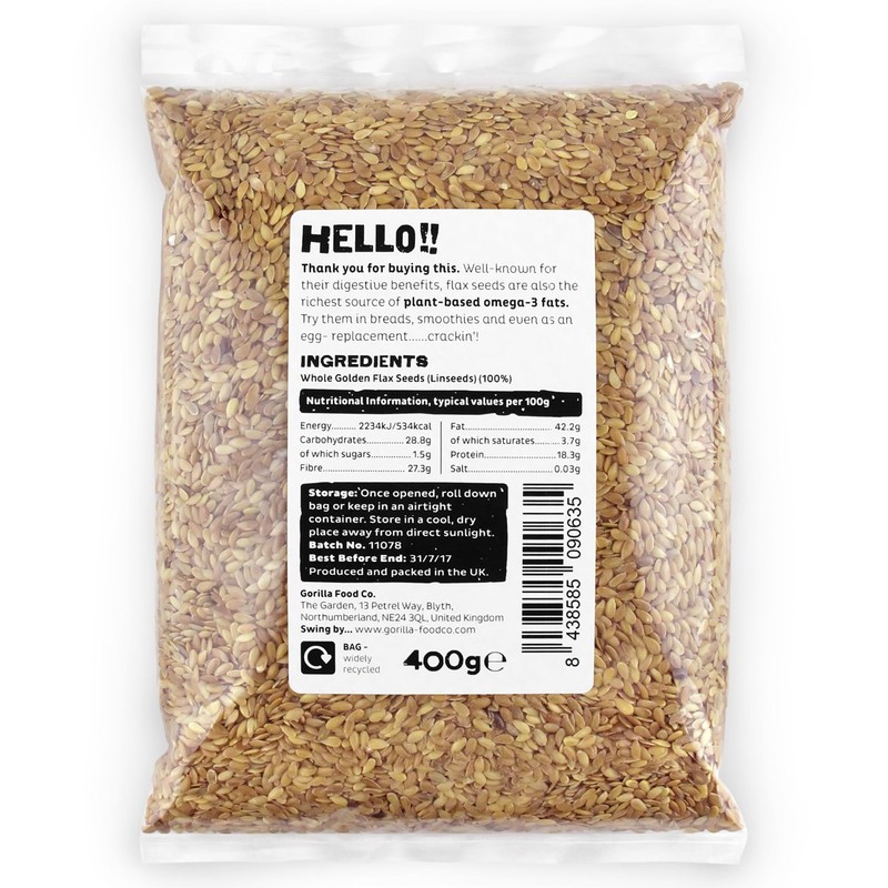 Gorilla Food Co. Golden Flax Seeds (Linseeds) - 400g