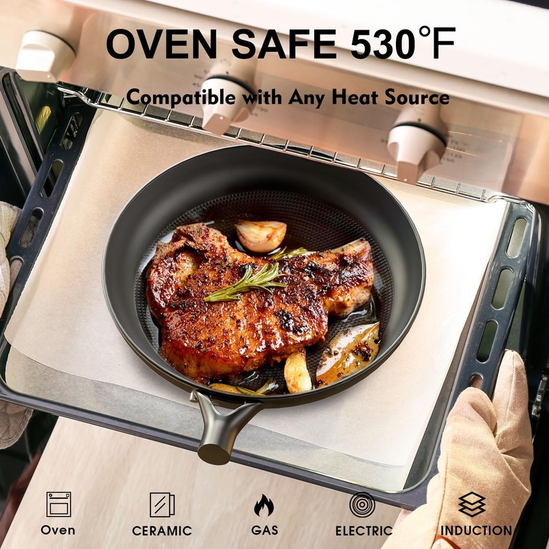 LAMFO Non Stick Frying Pans, 8" Honeycomb Long-Lasting Cast Iron