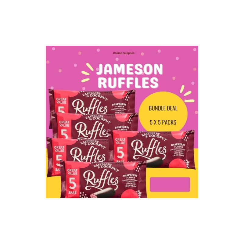 Jamesons Raspberry & Coconut Ruffles 26g 5 Bars