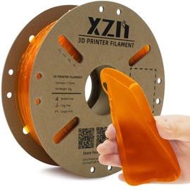 XZN TPU Filament 1.75mm 95A Soft Flexible 3D Printer Filament, 1kg Spool (2.2 lbs), Dimensional Accuracy +/- 0.02 mm (Clear Orange TPU)