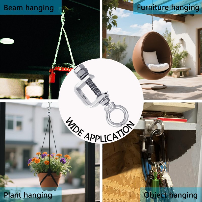 6-Pack Small C Clamps – 304 Stainless Steel Beam Clamps