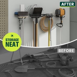 zacurter Garden Tool Organizer Rack, Wall Mount Garage Tool Organizer Storage Hook for Yard Shed, Metal Garage Garden Tool Hanger for Lawn Organizer Holds Shovel,Rakes,brooms,Hoses 2 Pack