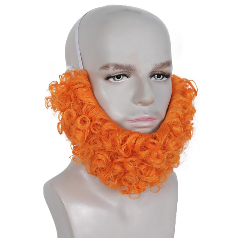 Orange Wizard Cosplay Beard for Men Short Ginger Fake Mustache