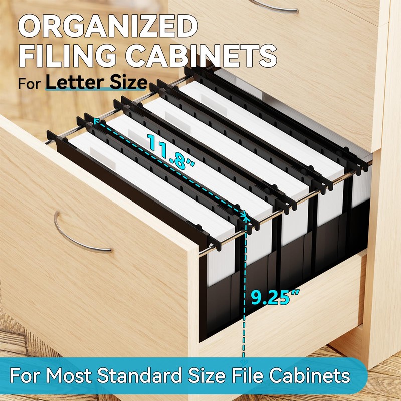 NORDUN Plastic Hanging File Folder Expandable,Letter Size,Upgraded 2" Expansion Accordian