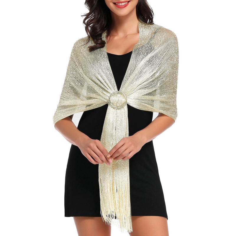 Sparkling Metallic Shawls and Wraps for Evening Party Formal Dresses