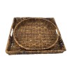 Birdrock Home Handwoven Abaca Serving Tray Set Woven 2Pc Set