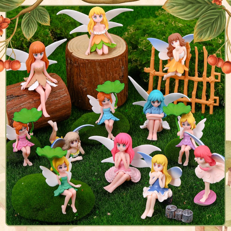 GGSTDDUP 14Pcs Mini Fairy Garden Figurines Outdoor Set
