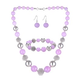 Bulinlin Pearl Women's Jewellery Set Silver Choker Necklace Earrings Creole Statement Fashion Jewellery Christmas Gifts for Women, Metal Acrylic Resin, Pearl