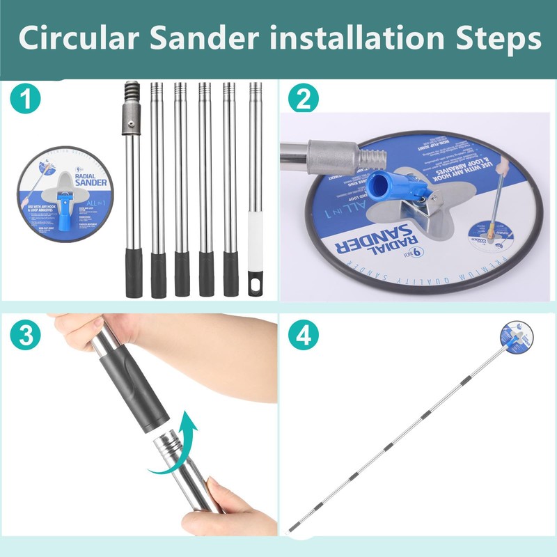 Drywall Pole Sander,30 to 86 Inch Circular Sander with Adjustable