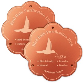 Larbeti 1P 4inches Bird Bath Purification Disk, 99.99% Pure Copper Bird Bath Disc Safe Birdbath Cleaner Disks for Outdoor All-Season Use 0.6mm Birdbaths Copper Disk with 3 Point Support