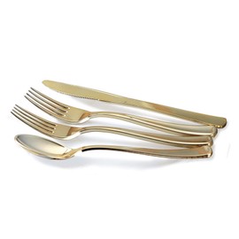 " OCCASIONS " 320 Piece set (40 Guests)-Vintage Wedding Party Disposable Plastic Plates & cutlery -40 x 10.25''+ 40 x 7.5''+Silverware+Gold rim Cups+Napkins (Portofino Blush/Antique Rose)