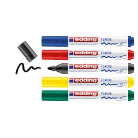 edding 4500 Textile Marker Set, 5-Colors, Basic, 2-3mm (4-4500-5S)