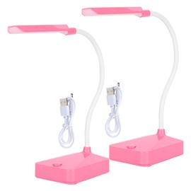 2 Sets LED Desk Lamp Pink Flexible Gooseneck Foldable Home Office Universal Table Lights