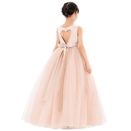 ekidsbridal Satin Heart Cutout Flower Girl Dresses Pearl Beaded Trim Pretty Princess P250 6