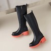 Vivianly Women's Knee High Chunky Block Heel Elastic Lug Sole