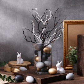 Gejoy 24 Pcs Easter Speckled Eggs Neutral Plastic Fake Chicken Eggs 2.36 Inch Neutral Easter Decor Pastel Bowl Vase Fillers Spring Decorations for Home Table DIY Craft (Minimal)