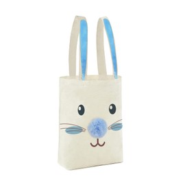 ATFUNSHOP Easter Canvas Tote Bag for Kids Reusable Large Easter Bunny Bags Baskets for Easter Egg Hunt Baby Shower Birthday Party Supplies (Pink)