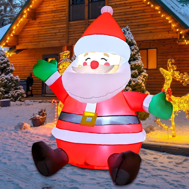 GOOSH 5 FT Christmas Inflatables Santa Claus Outdoor Decorations Blow