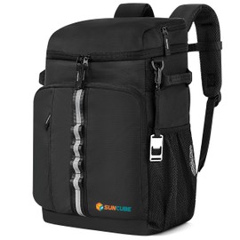SUN CUBE Cooler Backpack 33 Can, Leakproof Insulated Backpack Cooler for Men Women, Camping Cooler Backpack for Beach Travel Hiking, Waterproof Lunch Backpack, Black