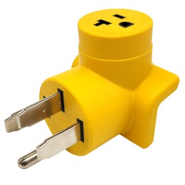 Parkworld 62817 RV Adapter NEMA 14-50P to 5-20R T-Blade 5-15R One Piece Compact Adapter RV to Generator 20A or Household Regular 15A Outlet