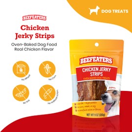 Beefeaters Chicken Jerky Strips for Dogs, 9 oz – Dog Treat. 100% Real Chicken Breast, Grain-Free, No Additives, Perfect for Training & Healthy Growth, Allergy-Friendly