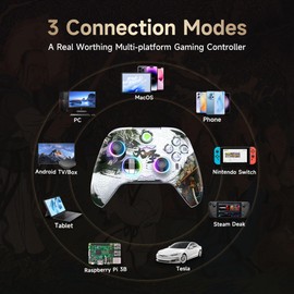 EasySMX X15 PC Controller - Enhanced Wireless Bluetooth Controller with Hall Joysticks/Hall Triggers/RGB Lighting - No Stick Drift, No Dead Zone - Work for Windows PC, Android, Steam and Switch