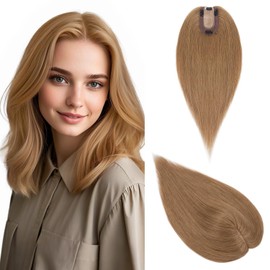 S-noilite Hair Toppers for Women Real Human Hair Topper No Bangs 100% Remy Human Hair Toppers Wigs Clips in Hair Pieces for Thinning Hair/Hair Loss(14 Inch,Light Brown)